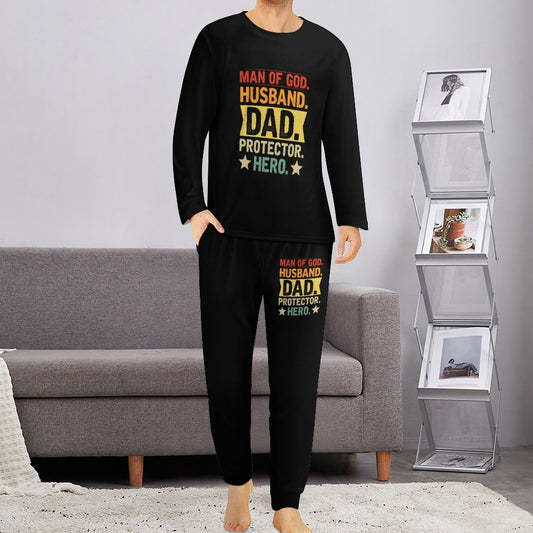 Man Of God Husband Dad Protector Hero Men's Christian Pajamas SALE-Personal Design