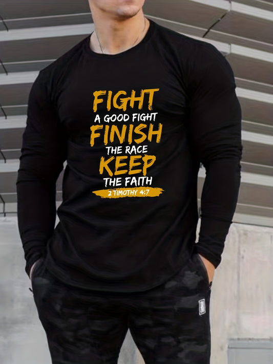 2 Timothy 4:7 Fight A Good Fight Finish The Race Keep The Faith  Men's Christian Pullover Sweatshirt claimedbygoddesigns