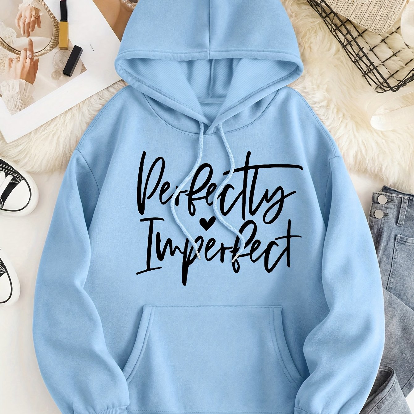 Perfectly Imperfect Women's Christian Pullover Hooded Sweatshirt claimedbygoddesigns