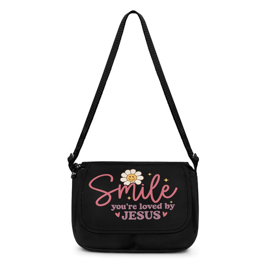 Smile You're Loved By Jesus Christian Kids Flap Crossbody Bag