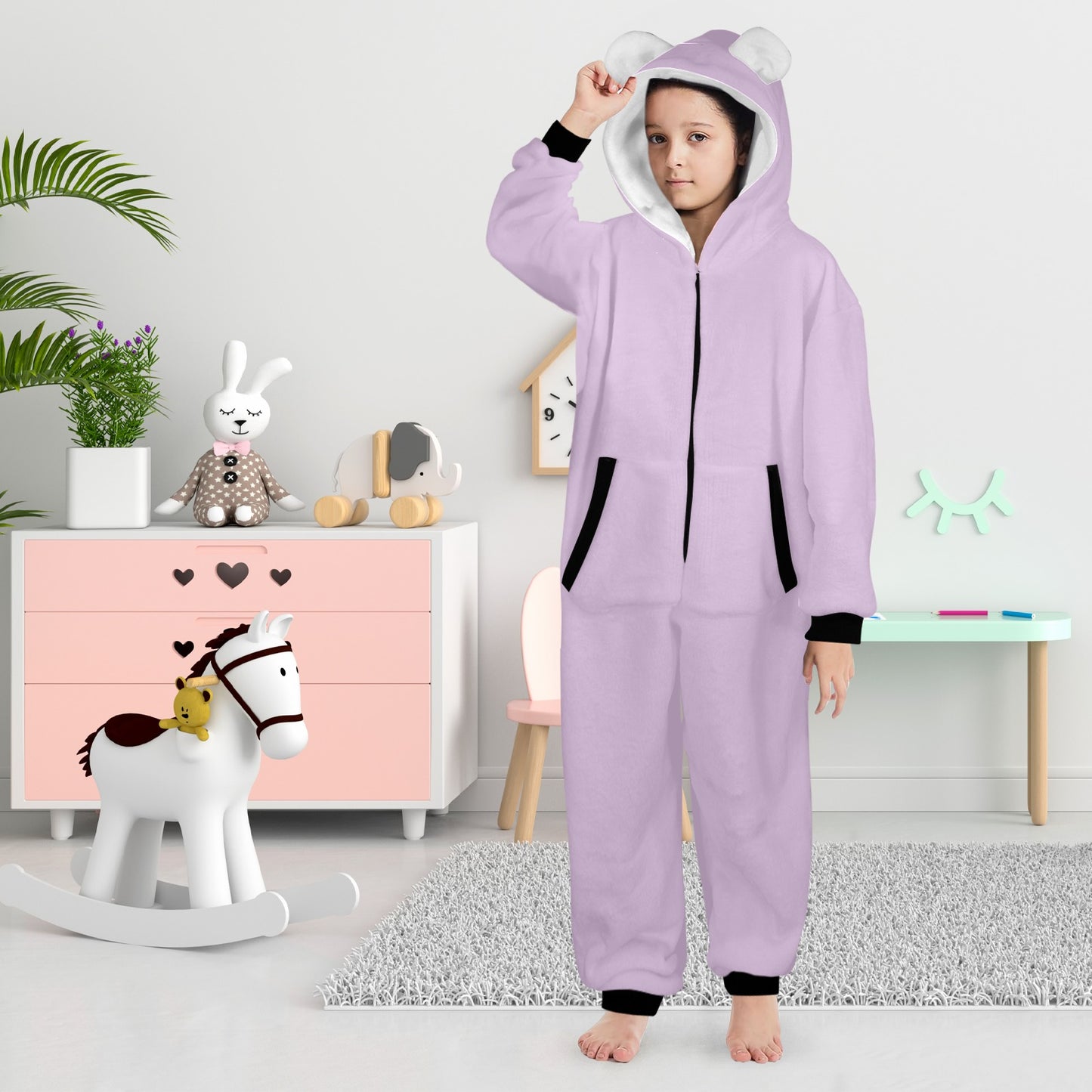 Relax He Is In Control One - Piece Zip Up Hooded Pajamas for Big Kids (Youth) - ClaimedbyGodDesigns