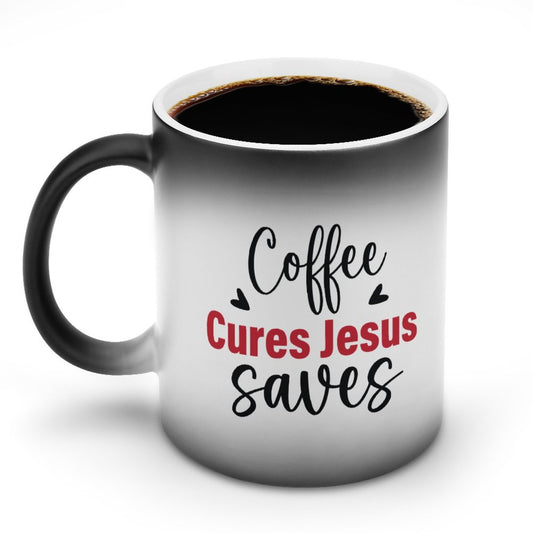 Coffee Cures He Saves Christian Color Changing Mug (Dual-sided)