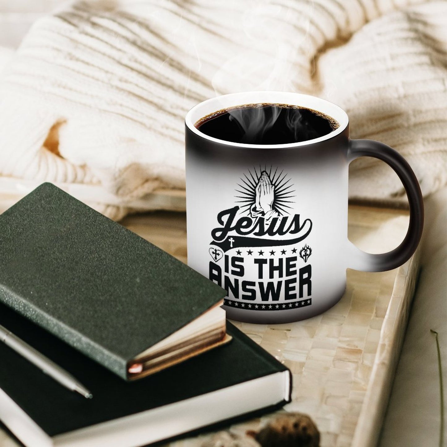 He Is The Answer Christian Color Changing Mug (Dual-sided)