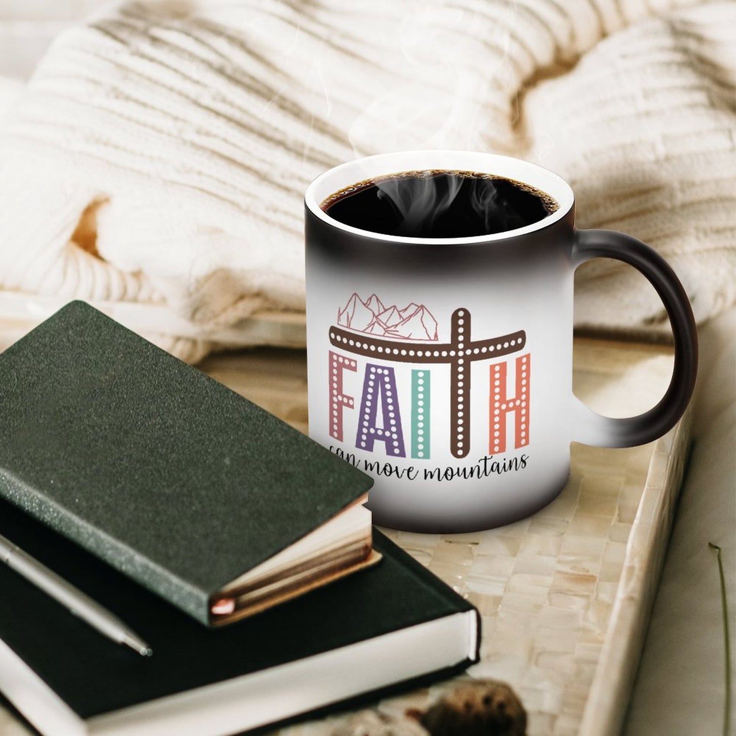Faith Can Move Mountains Christian Color Changing Mug (Dual-sided)