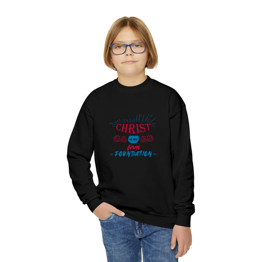 Christ Is My Firm Foundation Youth Christian Sweatshirt Printify