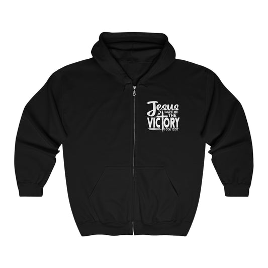 He Gave Me The Victory Unisex Heavy Blend Full Zip Hooded Sweatshirt