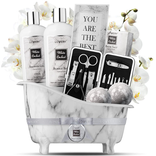White Orchid Self Care Spa Gift Basket Christian Mother's Day Gift claimedbygoddesigns