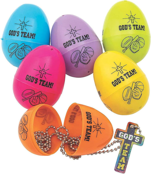 Religious Easter Eggs with Gods Team Necklace  12ct claimedbygoddesigns