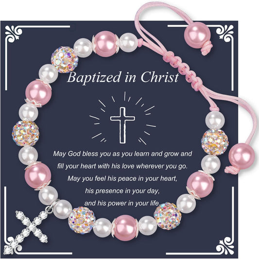 Christian Cross Bracelet Perfect Baptism, Holy Communion, Confirmation Gift for Young Girls claimedbygoddesigns