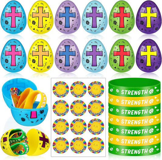 Religious Easter Egg Sets with Toys and Bracelets for Kids claimedbygoddesigns