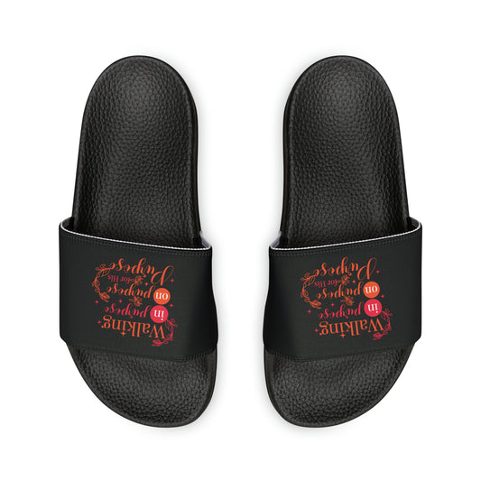 Walking In Purpose On Purpose For His Purpose Youth PU Christian Slide Sandals Printify