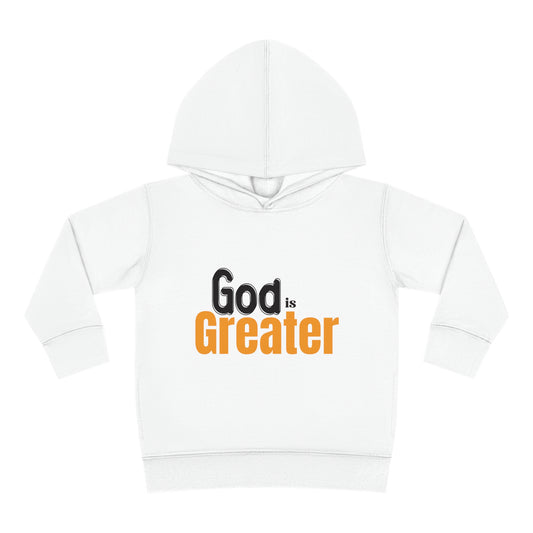 God Is Greater Christian Toddler Pullover Fleece Hoodie Printify