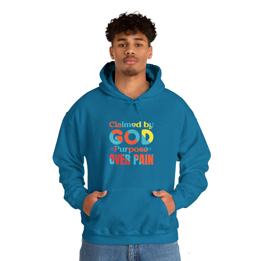 Claimed By God Purpose Over Pain Christian Unisex Pull On Hooded sweatshirt Printify