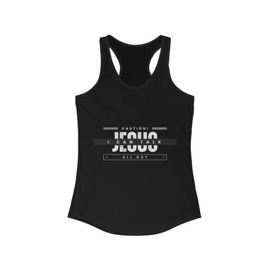 Caution I Can Talk Jesus All Day Slim Fit Tank-top Printify