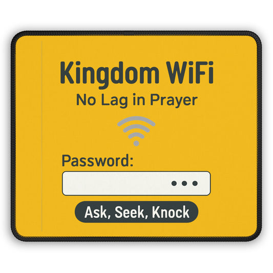 Kingdom WiFi Gaming Mouse Pad, Prayer Decor, Gamer Desk Accessory, Yellow Tech Gift, Christian Gamer Gift - ClaimedbyGodDesigns