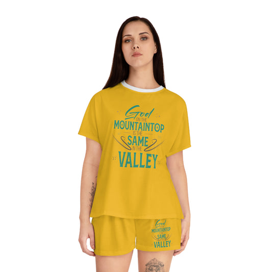God On The Mountaintop Is The Same In The Valley Women's Christian Short Pajama Set Printify