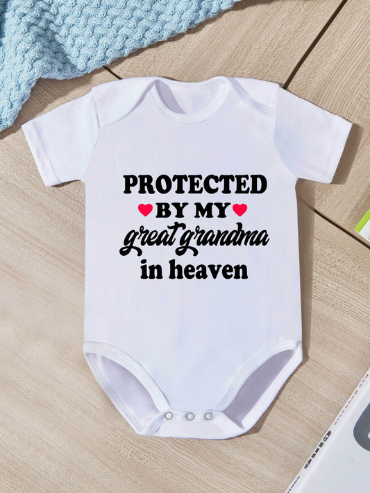 Protected By My Great Grandma In Heaven Christian Baby Onesie claimedbygoddesigns