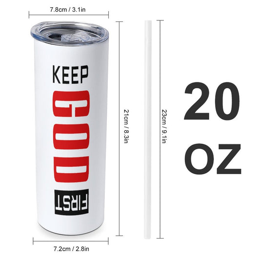 Keep Him First 20oz Large Capacity Christian Car Tumbler with Lid - ClaimedbyGodDesigns