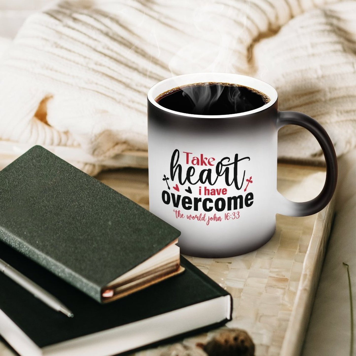 Take Heart I Have Overcome The World Christian Color Changing Mug (Dual-sided )