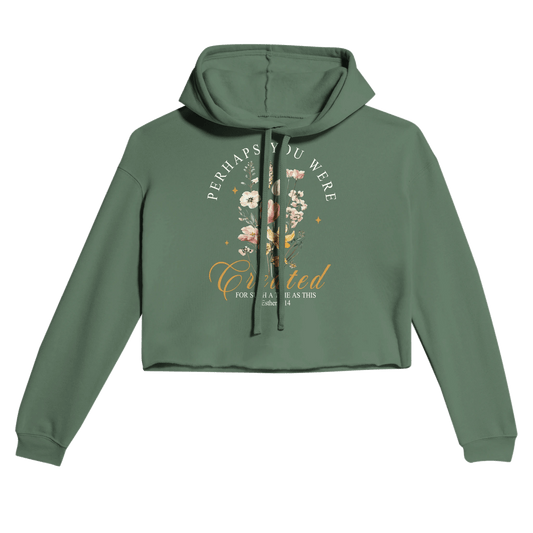 For Such A Time Women's Christian Women's Cropped Hooded Sweatshirt - ClaimedbyGodDesigns