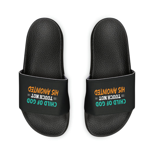 Child Of God Touch Not His Anointed Youth PU Christian Slide Sandals Printify