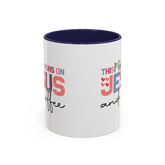 Christian Ceramic Mug - This Mama Runs On Him & Coffee Christian Accent Coffee Mug (11, 15oz)