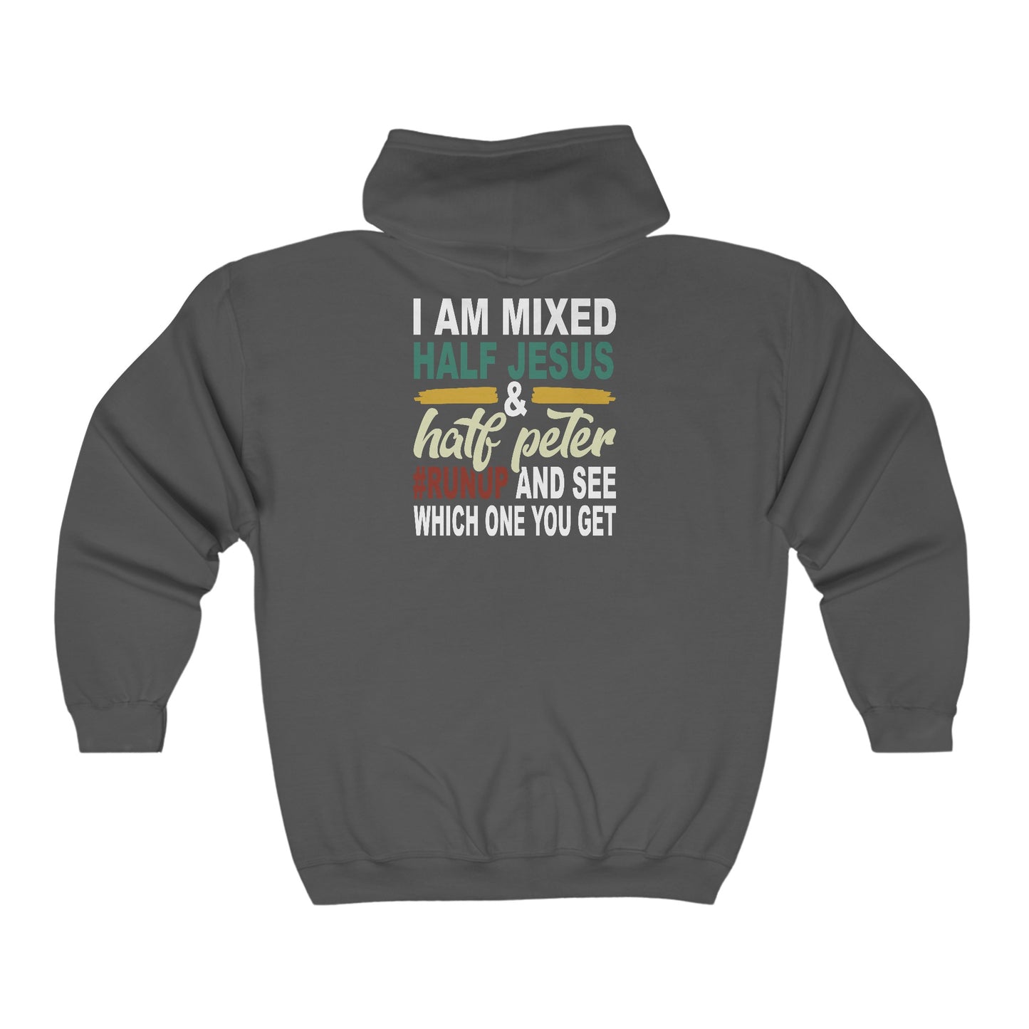 I Am Mixed Half Him And Half Peter Funny Unisex Heavy Blend Full Zip Hooded Sweatshirt