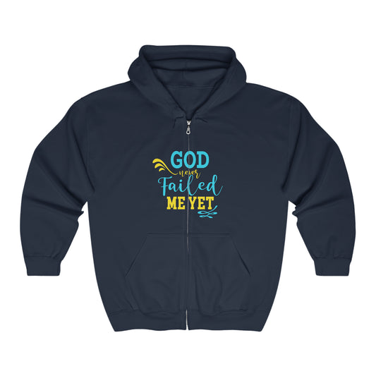 He Never Failed Me Yet Unisex Heavy Blend Full Zip Hooded Sweatshirt