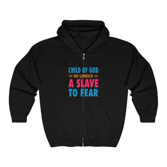 Child Of God No Longer A Slave To Fear Christian Unisex Heavy Blend Full Zip Hooded Sweatshirt Printify