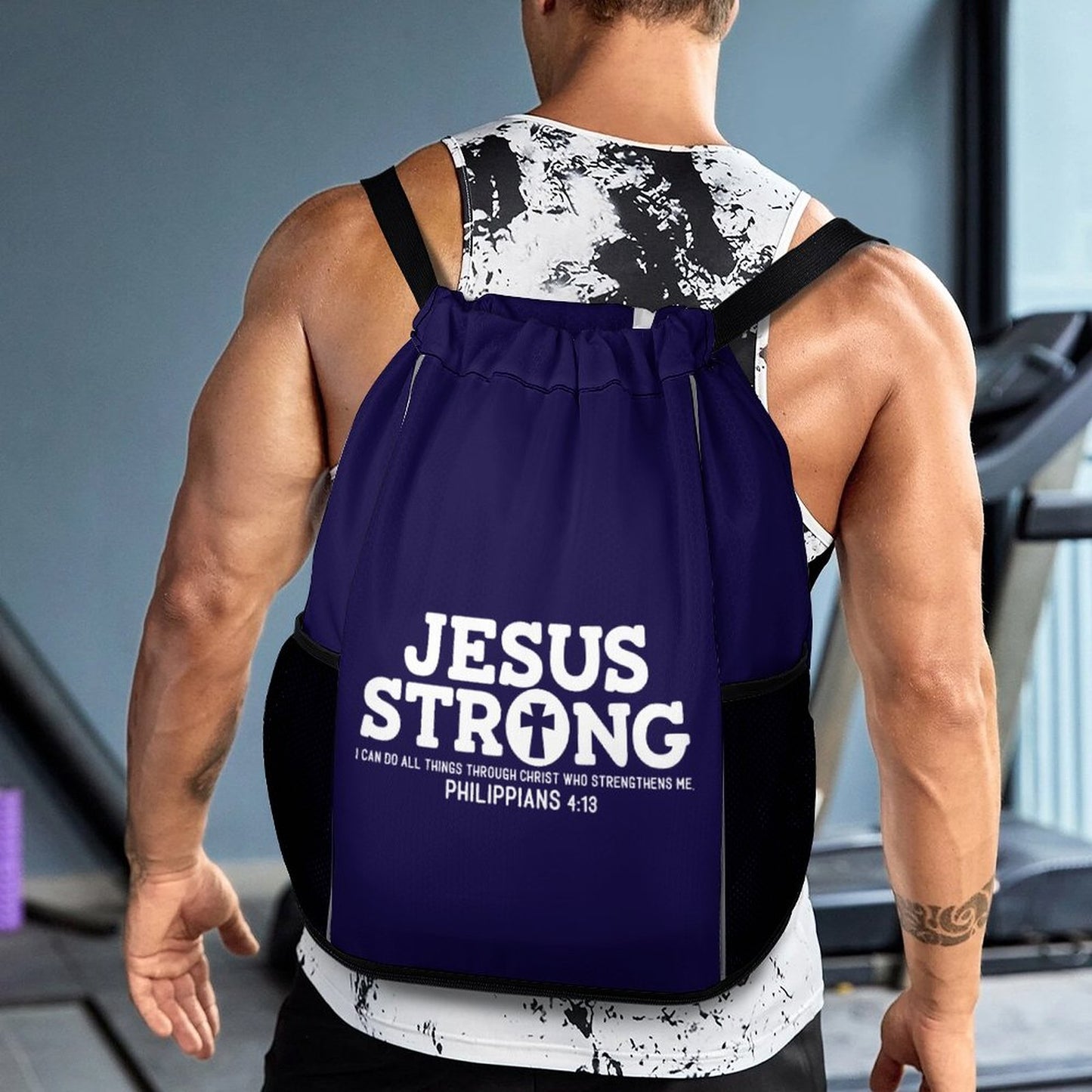 Strong I Can Do All things Christian Waffle Cloth Drawstring Bag
