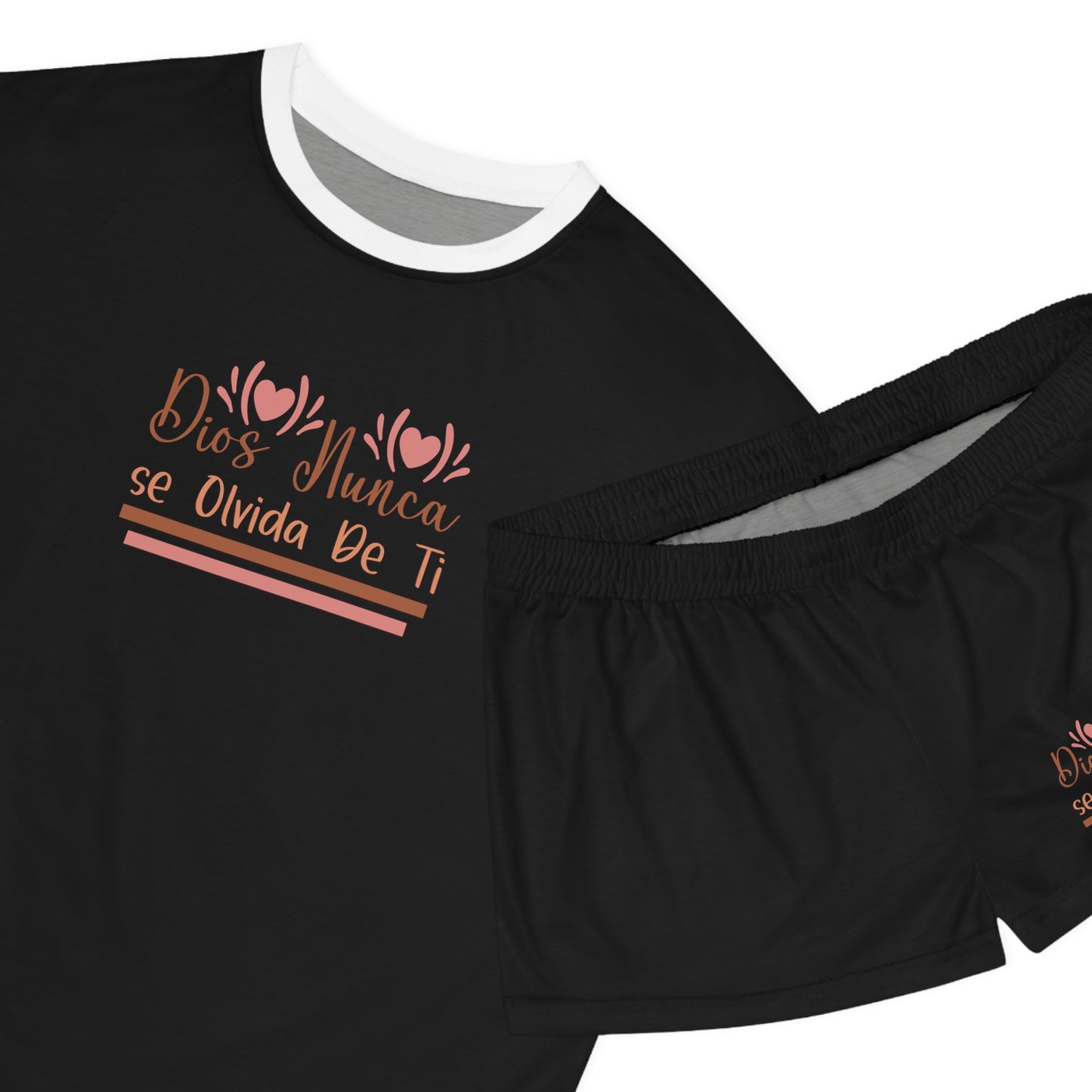 DIOS NUNCA SE OLVIDA DE TI CHRISTIAN SPANISH WOMEN'S SHORT PAJAMAS SET Printify