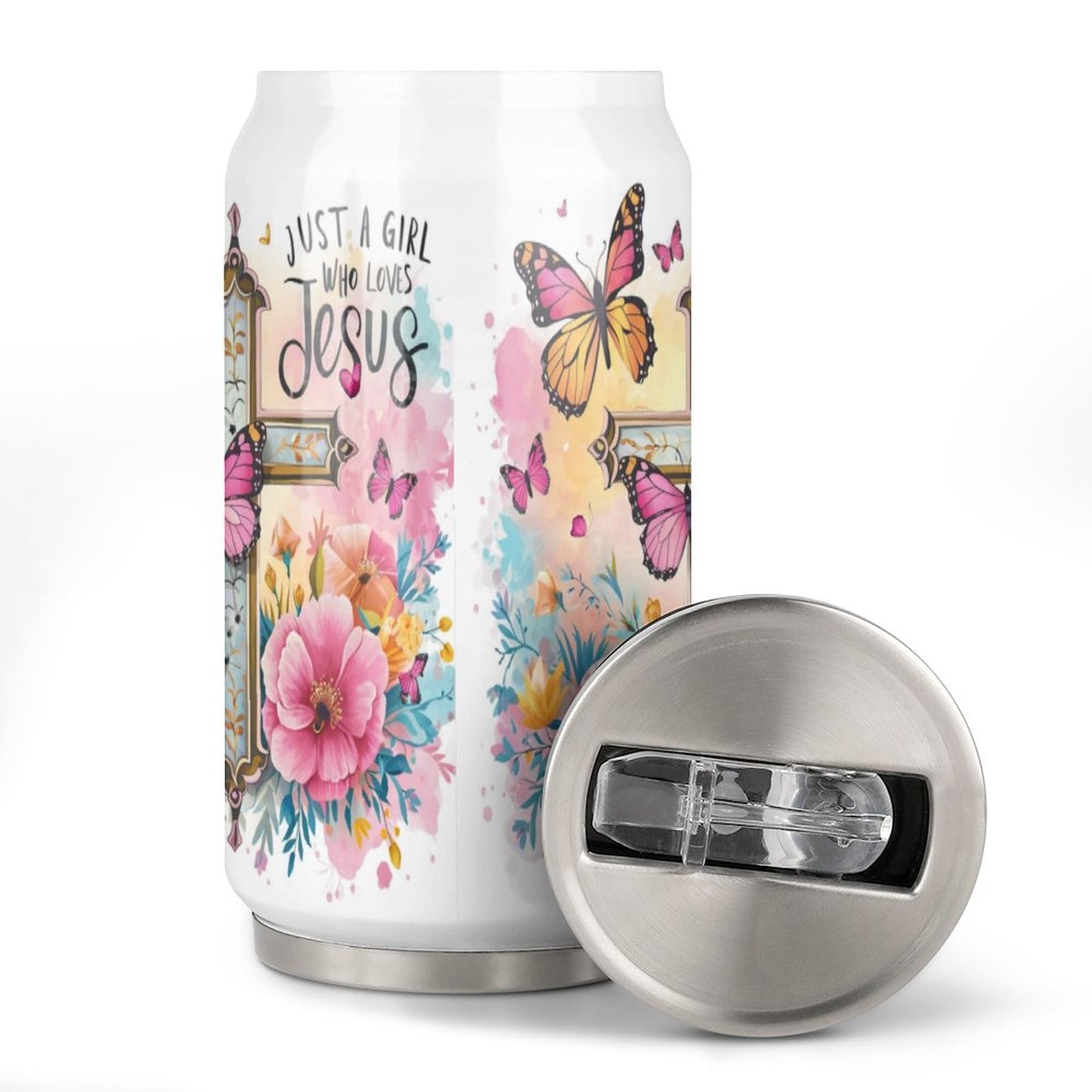 Just A Girl Who Loves Jesus Christian Stainless Steel Tumbler with Straw SALE-Personal Design