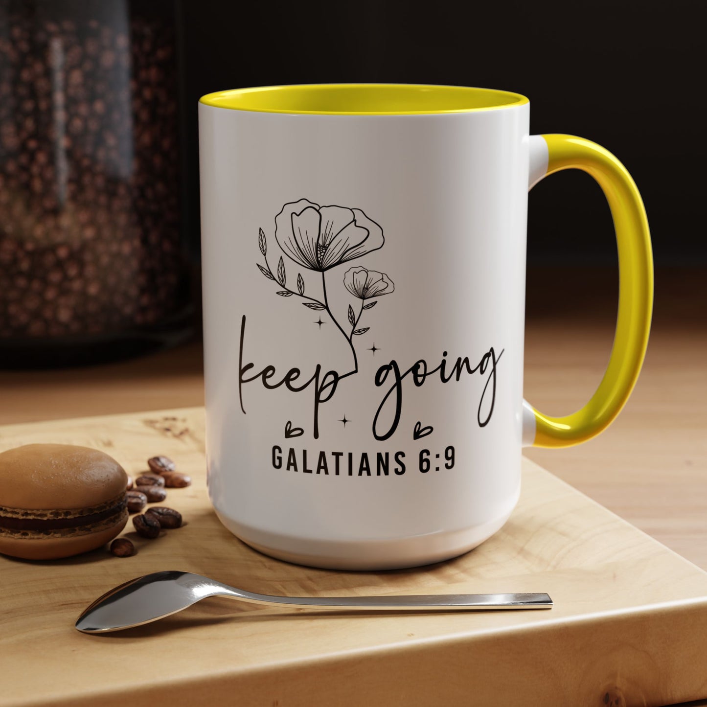 Inspirational Coffee Accent Mug - "Keep Going" Galatians 6:9