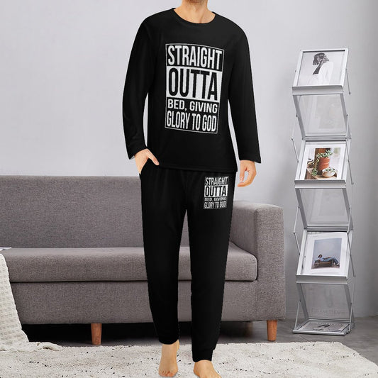 Straight Outta Bed, Giving Glory To God Men's Christian Pajamas SALE-Personal Design