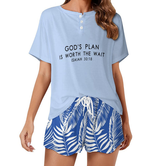 Worth The Wait Women's Christian Pajama Short Set