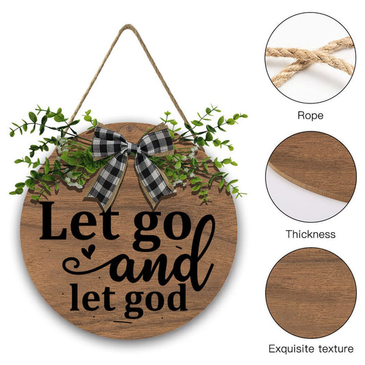 Let Go and Let Him Christian Wooden Hanging Sign - ClaimedbyGodDesigns