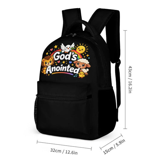God's Anointed Christian 3Pcs School Backpack Set for Kids (Backpack, Kid's Insulated Lunch Bag & Pencil Case Organizer)