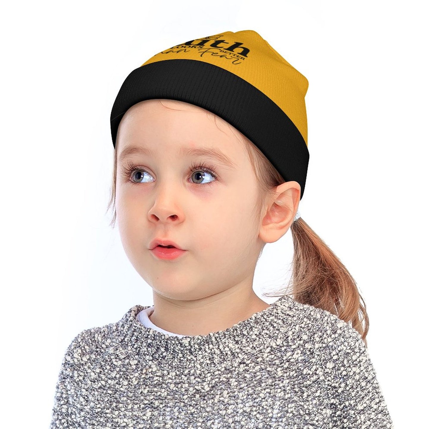 Faith Looks Better Than Fear Christian Children's Knit Beanie
