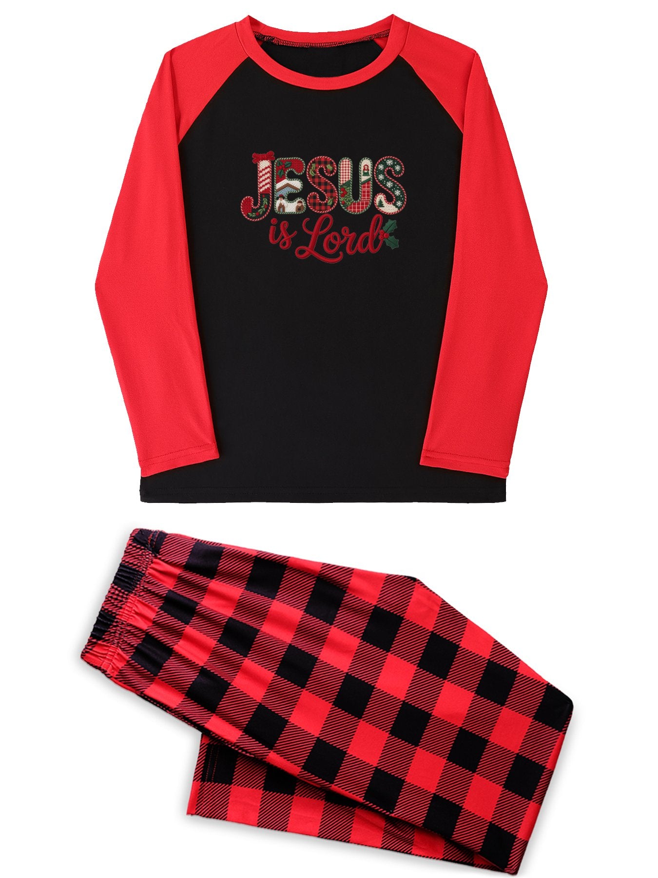 He Is Lord Unisex Adult Christian Christmas Plaid Pajamas