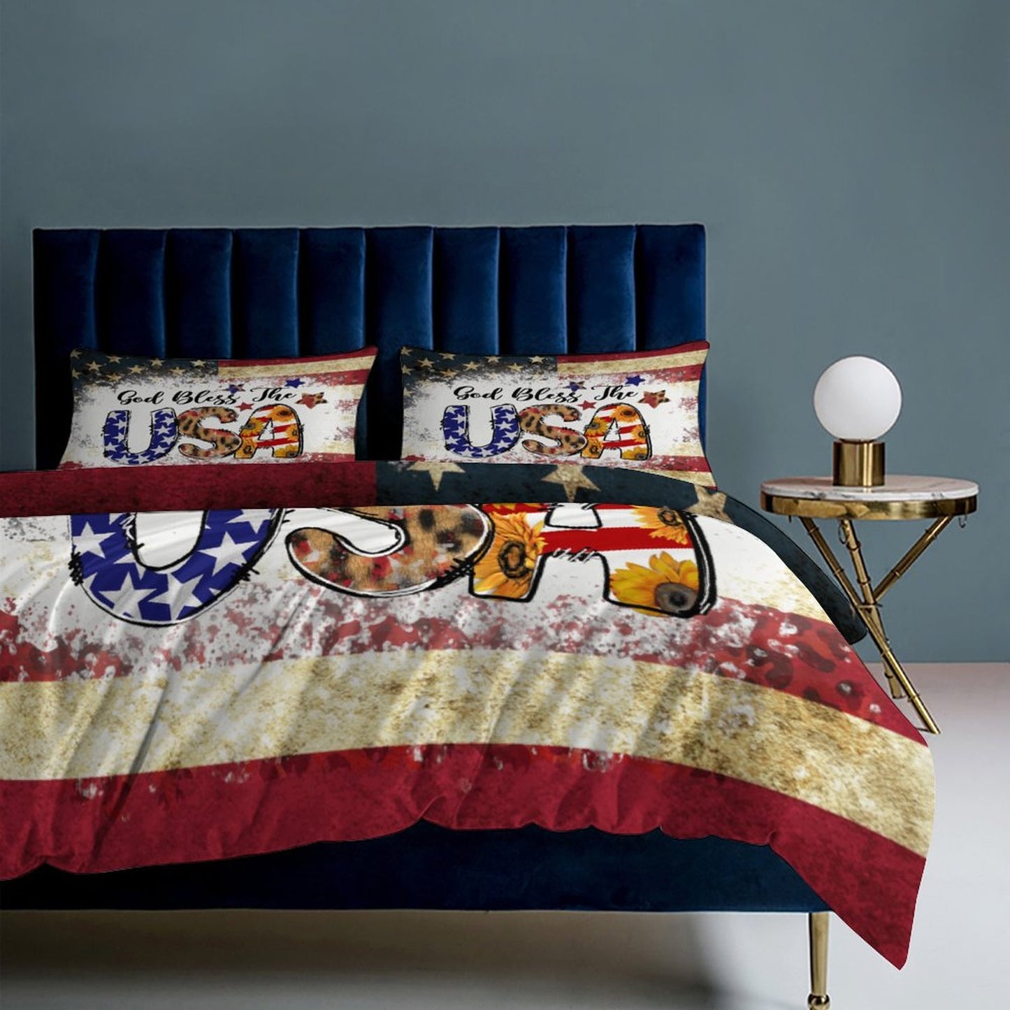 God Bless The USA Patriotic Christian 3-Piece Comforter Bedding Set-86"×70"/ 218×177cm SALE-Personal Design