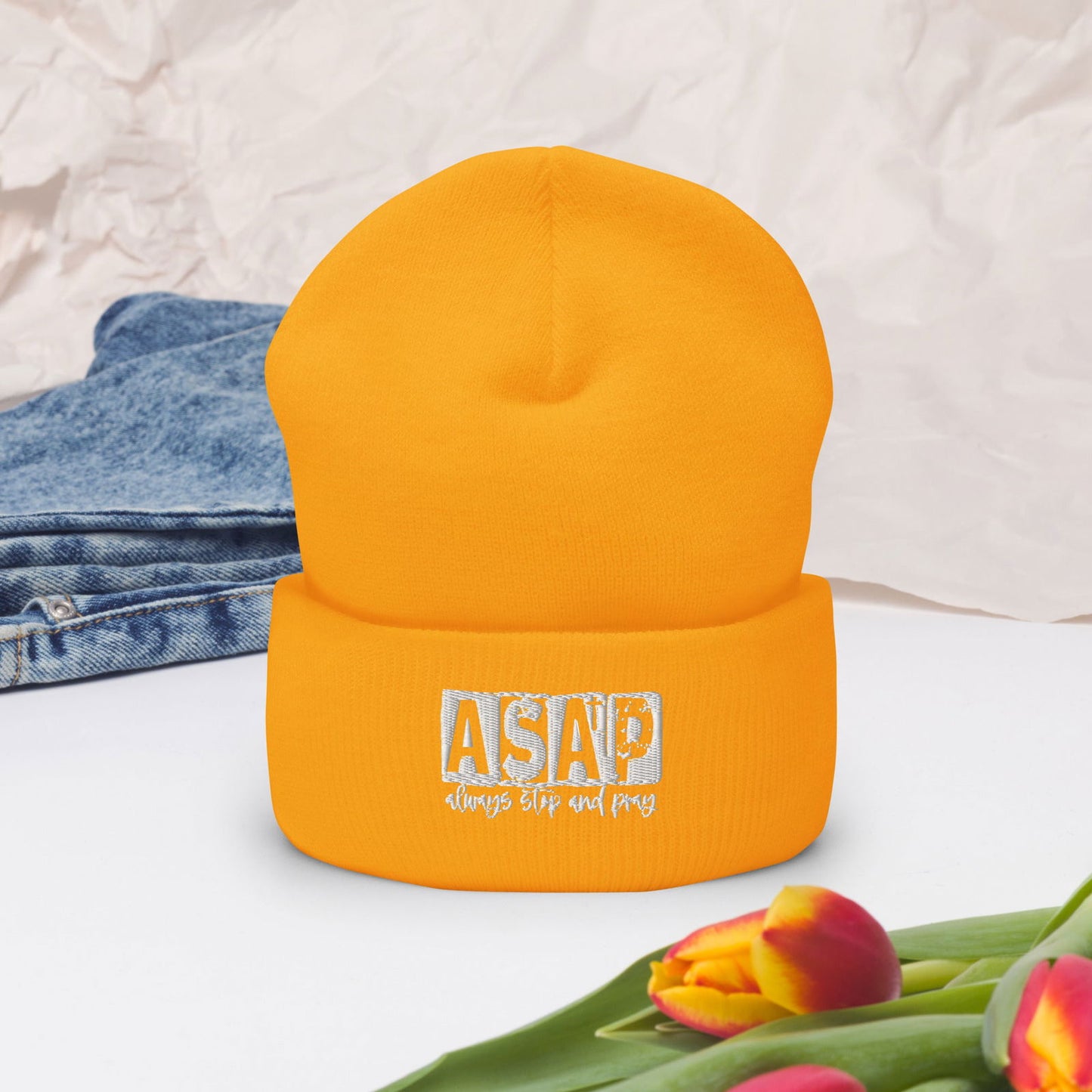 ASAP Always Stop And Pray Adult Christian Cuffed Beanie - ClaimedbyGodDesigns