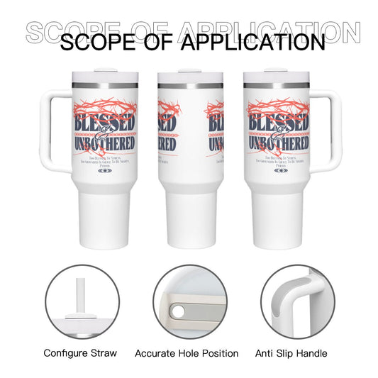 Blessed & Unbothered Christian Stainless Steel Tumbler 40oz - ClaimedbyGodDesigns