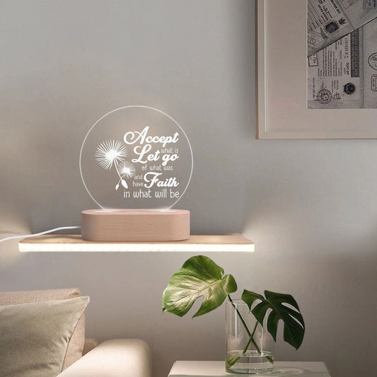 Accept Let Go Have Faith Christian Acrylic Round Lamp Night Light Home Decor - ClaimedbyGodDesigns