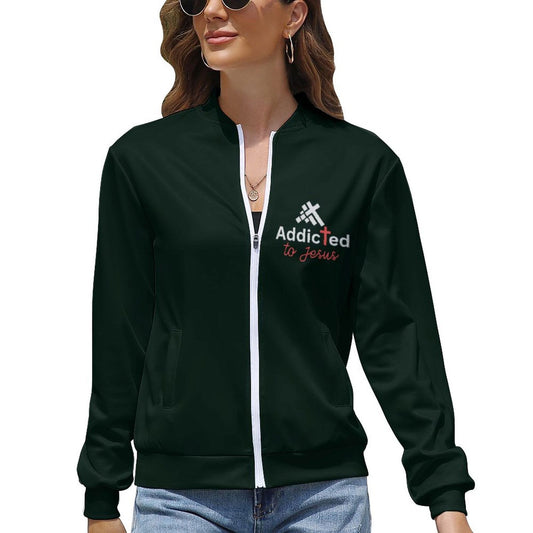 Addicted To Jesus Christian Women's Zipper Jacket - ClaimedbyGodDesigns