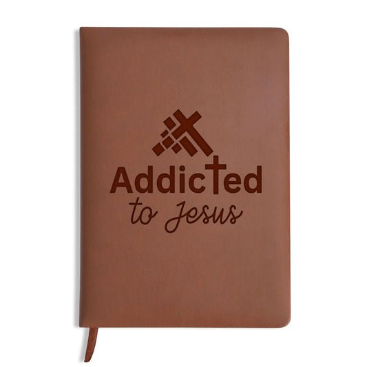 Addicted To Jesus Engraved Brown Christian Journal Diary Gift for Friends Family - ClaimedbyGodDesigns