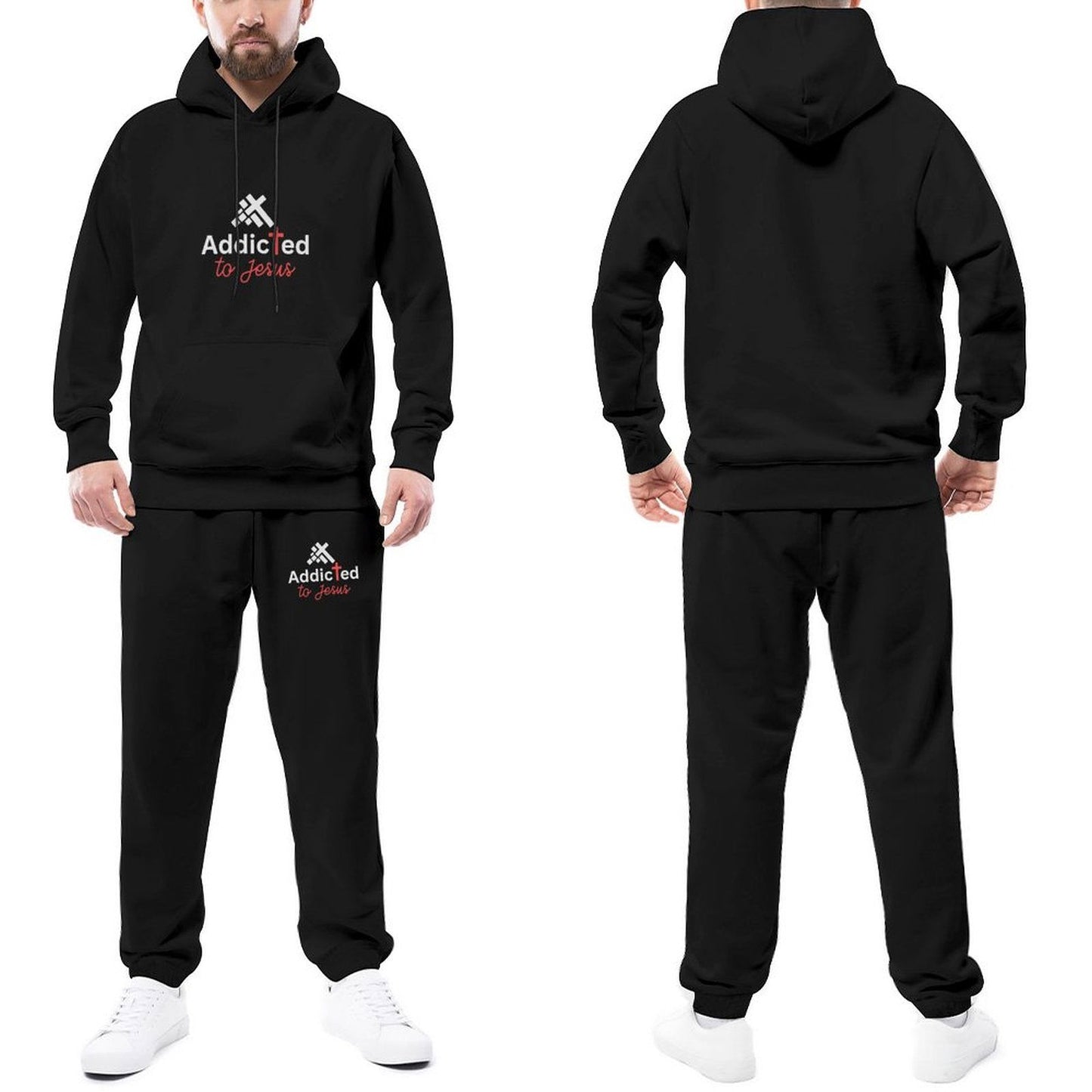 Addicted To Jesus Men's Christian Casual Outfit Hoodie and Sweatpants Set - ClaimedbyGodDesigns