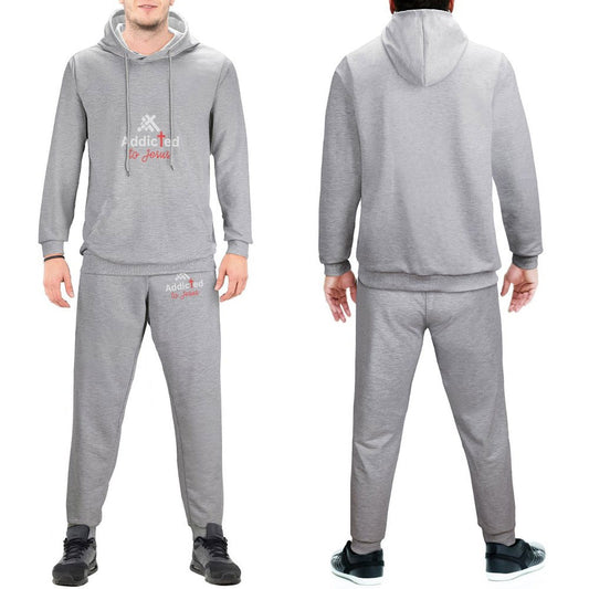 Addicted To Jesus Men's Christian Casual Outfit Hoodie and Sweatpants Set - ClaimedbyGodDesigns