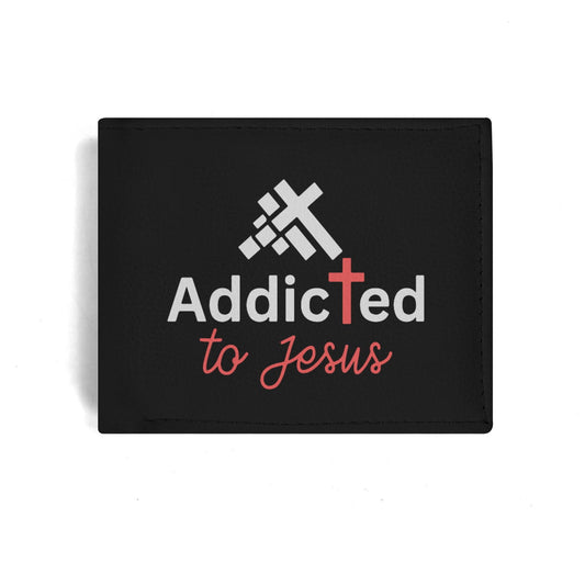 Addicted To Jesus Mens Minimalist PU Leather Christian Wallet - ClaimedbyGodDesigns