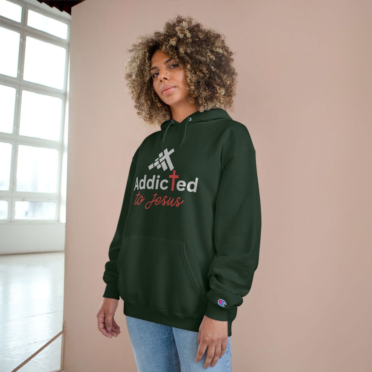 Addicted To Jesus Unisex Champion Hoodie - ClaimedbyGodDesigns