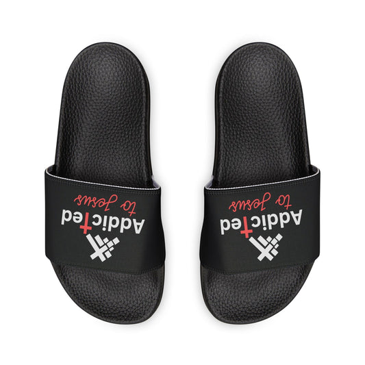 Addicted To Jesus Women's PU Christian Slide Sandals - ClaimedbyGodDesigns